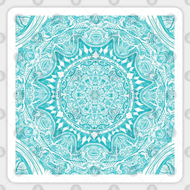 Aqua Blue Mandala Pattern Sticker by mailboxdisco